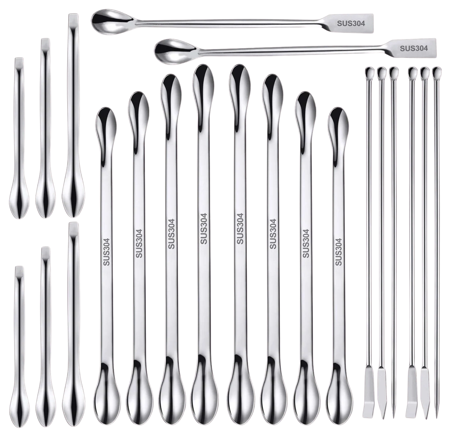 Stainless Steel Lab Spatula Set, 22 Pieces photo